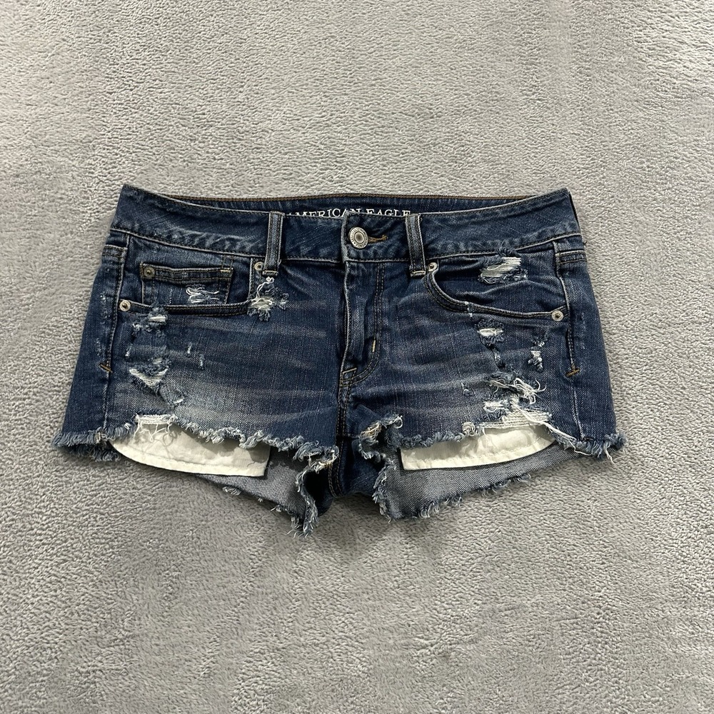 American Eagle Denim Shorts Women 6 Shortie Jorts Blue Festival Y2K Boho